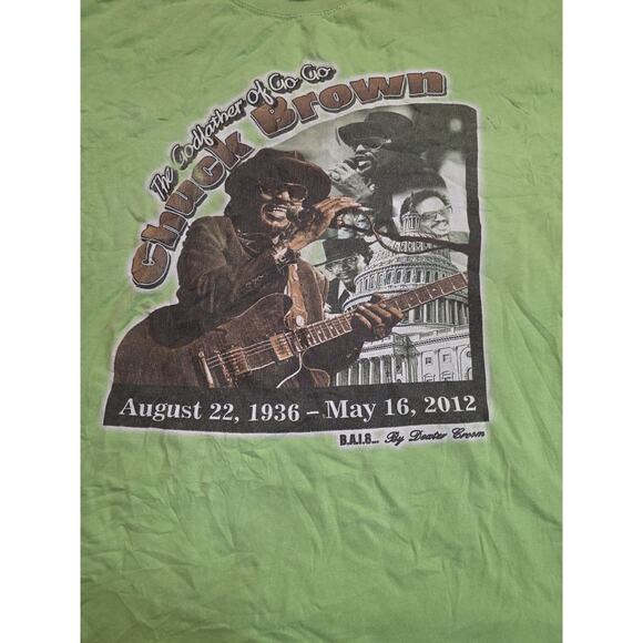Chuck Brown Tee Tree Men's Size 2XL Lime Green Short Sleeve T-Shirt Front And... - Picture 3 of 4